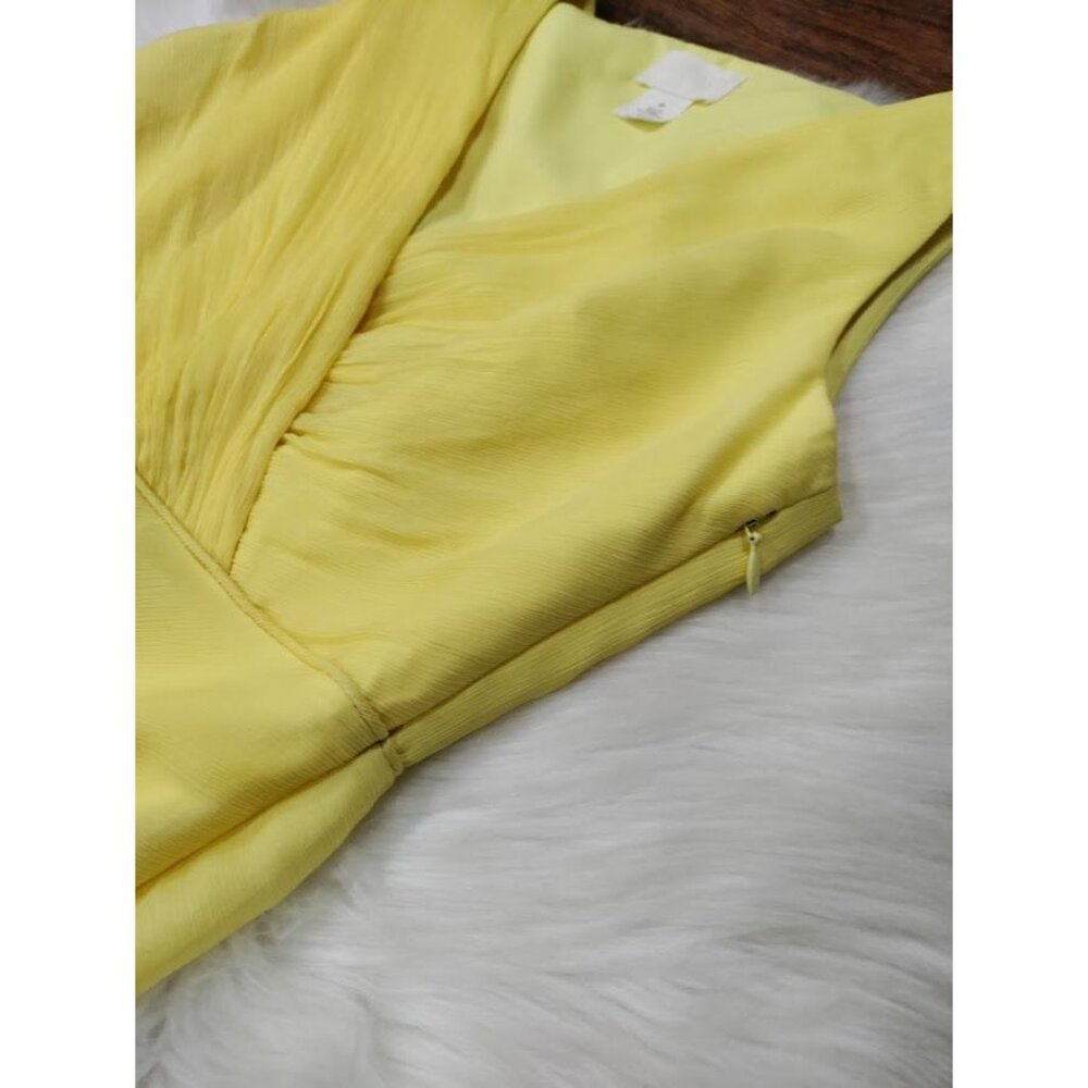 J. Crew Evie Sleeveless Silk Chiffon V-Neck Mini Butter Yellow Whimsy Size 6P - Picture 9 of 9